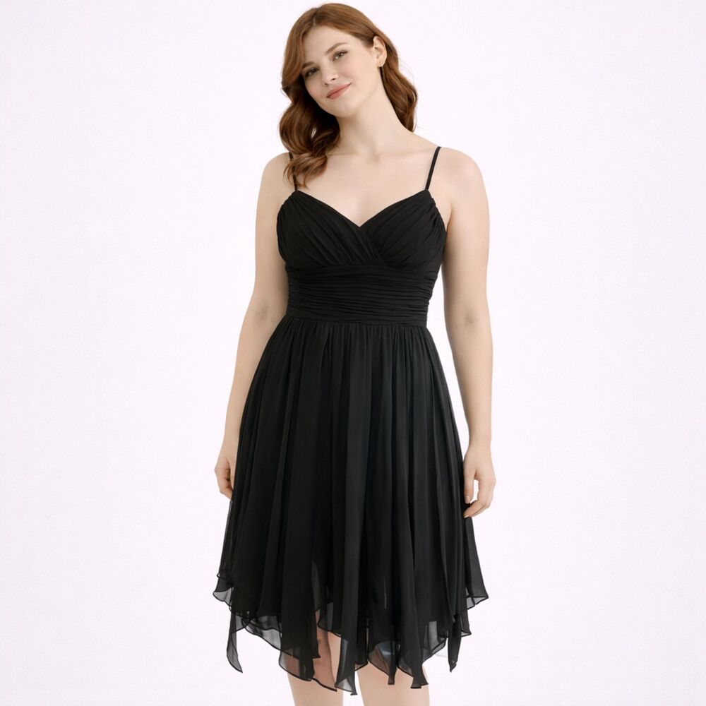 100% Silk Sleeveless Dress Decode 1.8 Prom Built In Bra Black 2